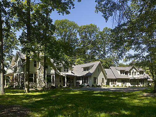 Shingle Style residence by Ann Ledger Architect beside French Creek in Chester County